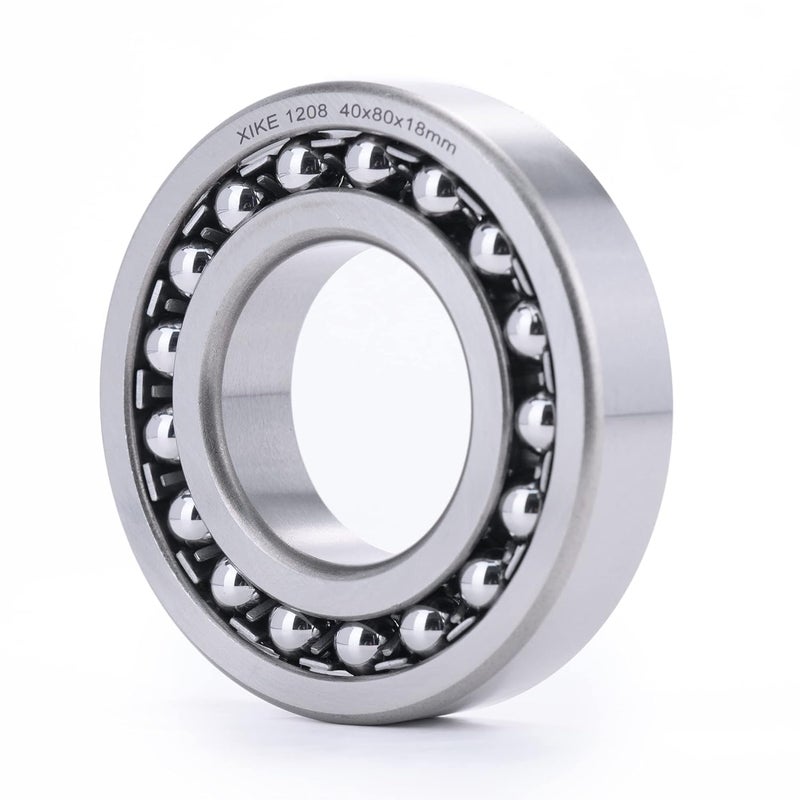 Xike 1 Pcs 1208 Self-Aligning Ball Bearings 40x80x18mm, Open and Chrome Steel Fits DIY/Fans/Industrial/Agriculture/Pulp/Paper/Beverage/Textile/Material Handling Machinery. - Image 1